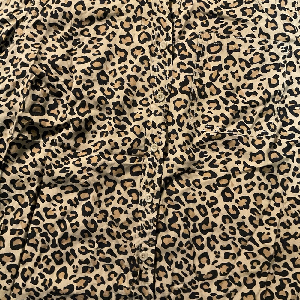 Beach Lunch Lounge Leopard/Cheetah Print Button Front Top Size X-Large Blouse - Picture 3 of 11